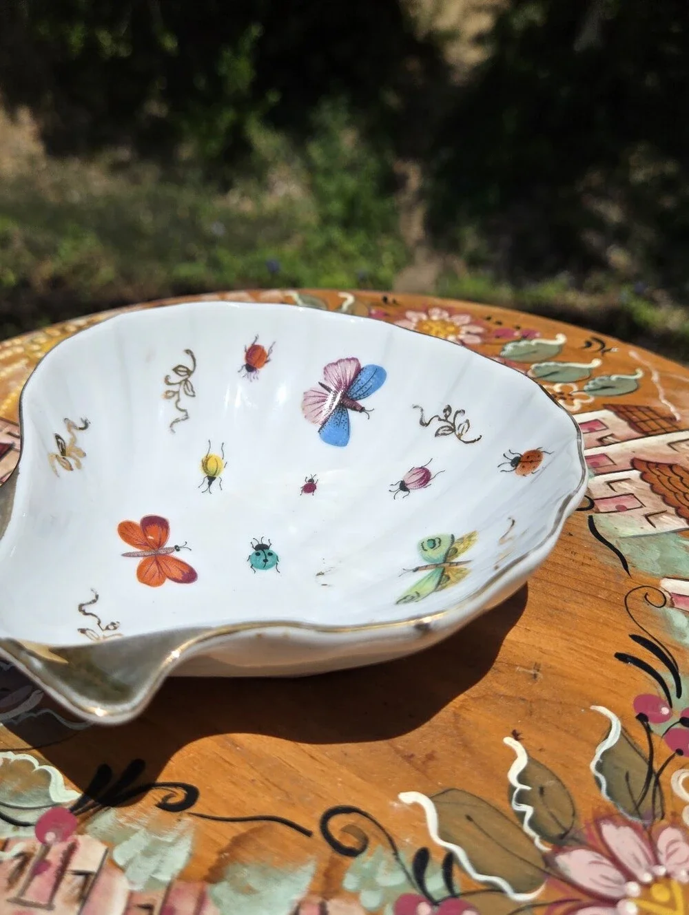 VTG Ardalt Porcelain Gold Trim Insects Bugs Japan Hand Painted Trinket‎ Dish